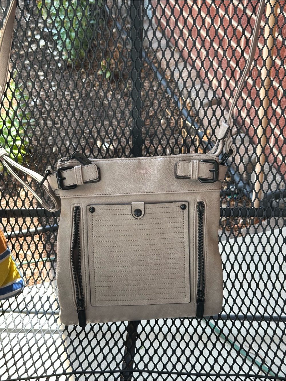 Women's Taupe Crossbody Bag with Front Zip Pockets